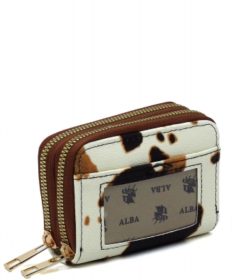 Saffiano Accordion Card Holder Double Zip Wallet SA014 COW